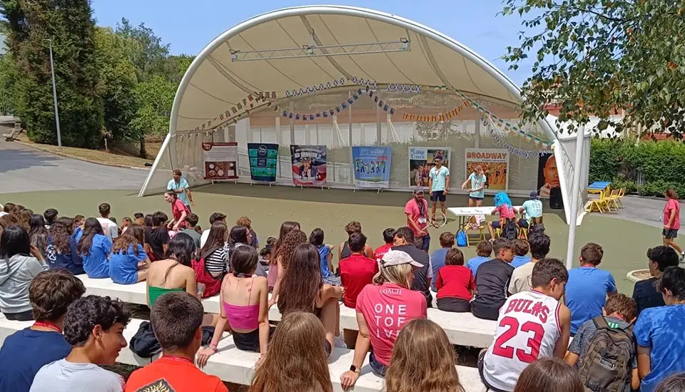 Outdoor amphitheater for theater and dance rehearsals at the English summer camp
