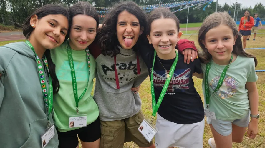 Five girls at sunset at the Village international camp