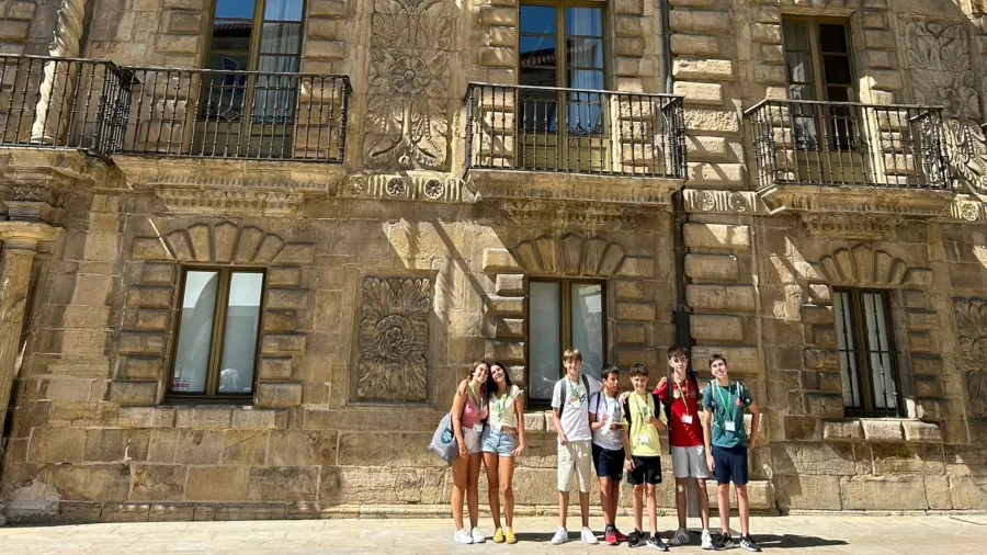 Group of young people in a cultural activity in Avilés - the Village