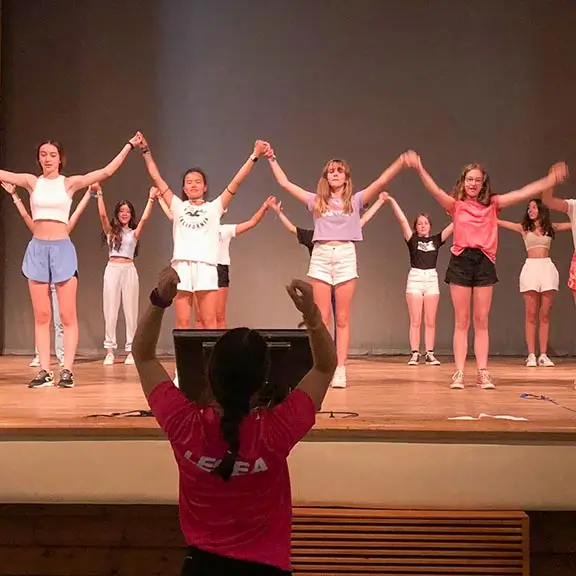 Dance rehearsal in the theater at the summer camp